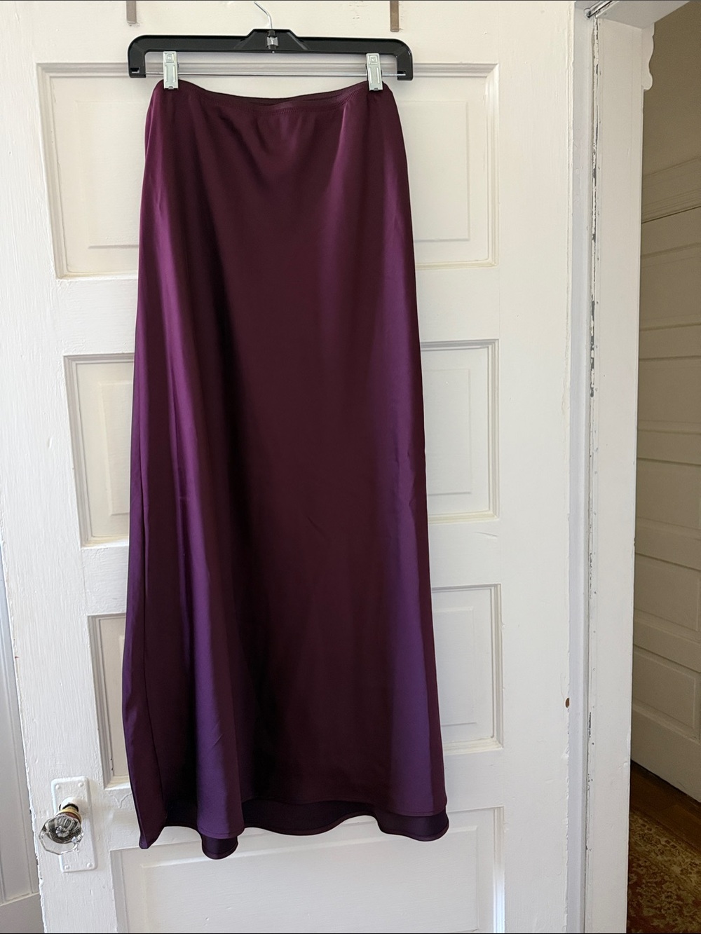 Satin-like Maxi Skirt in Plum
